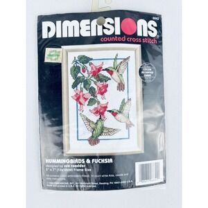 Dimensions Counted Cross Stitch Kit 6642 Hummingbirds & Fuchsia Vintage 1993